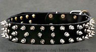 Black Spiked Leather Dog Collar for Belgian Malinois