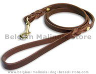 Custom Leather Dog Leash for Belgian Malinois with brass hook