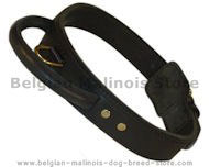 Latigo Leather Agitation Dog Collar With Handle for Bel.Malinois