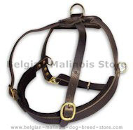 Easy of Use Leather Roading Dog Harness for Belgian Malinois