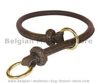 Round Leather Choke Collar/Silent Collar for Belgian Malinois