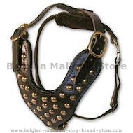 Handcrafted Studded Leather Dog Harness for Malinois - H15