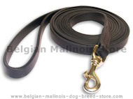 Tac-Black Leather Classic Agitation Leads for Belgian Malinois