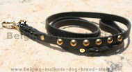 Leather dog leash with studs for walking,tracking,pulling