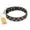 "Romantic Breeze" FDT Artisan Black Leather Belgian Malinois Collar with Elegant Circles