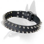 Gorgeous Leather Collar With Two Rows Of Spikes