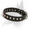 "Daily Elegance" Leather Dog Collar with Nickel-Plated Pyramids for Belgian Malinois