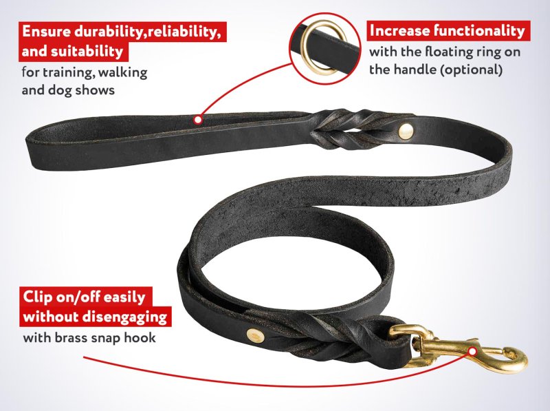 Handcrafted Leather Dog Leash for Belgian Malinois Walking