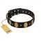 "Doggie Woggie" Designer Handmade FDT Artisan Black Leather Belgian Malinois Collar with Ovals and Studs