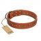 "Star Trek" FDT Artisan Tan Leather Belgian Malinois Collar Decorated with Stars