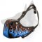 Painted Blue Flames Leather Muzzle for Belgian Malinois