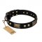 "Biker Style" FDT Artisan Black Leather Belgian Malinois Collar with Old Bronze Look Plates and Skulls