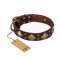 "Golden Square" FDT Artisan Brown Leather Belgian Malinois Collar with Large Squares