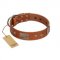 "Great Obelisk" Handcrafted FDT Artisan Tan Leather Belgian Malinois Collar with Large Plates and Pyramids