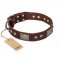 "Loving Owner" FDT Artisan Decorated Leather Belgian Malinois Collar with Plates and Studs