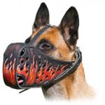 Painted Flames Leather Muzzle for Belgian Malinois