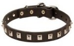 Fashionable Leather Collar With Nickel Cones