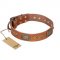 "Catchy Look" FDT Artisan Decorated Tan Leather Belgian Malinois Collar
