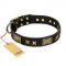 "Passion for Style and Beauty" FDT Artisan Decorated Black Leather Belgian Malinois Collar