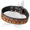 Amazing Leather Collar with Handpainted Fire Flames
