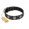 "Sun in Shining" Modern FDT Artisan Black Leather Belgian Malinois Collar with Studs and Stars