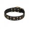 'Jolly Rojer' FDT Artisan Leather Belgian Malinois Collar with Pirate Skulls and Studs - 1 1/2 inch (40 mm) wide