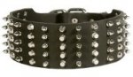 Gorgeous Leather Collar With Spikes And Cones