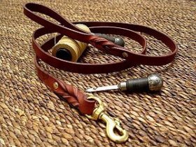 Handcrafted Leather Dog Leash for Belgian Malinois Walking