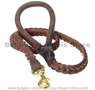 Braided Leather Dog Leash 4 foot-Braided Lead Belgian Malinois
