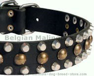 Chic Leather Collar With Hand-Set Studs And Cones