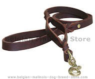 Double Handle Leather Leash For Belgian Malinois