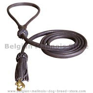 1/2 inch Leather Round Dog Leash for Belgian Malinois
