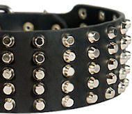 Fashionable Leather Collar With Five Rows Of Pyramids