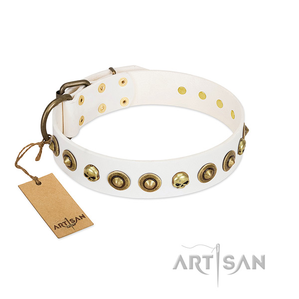 Genuine leather collar with significant decorations for your doggie
