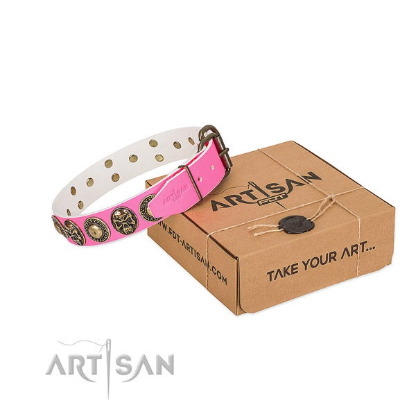 Strong decorations on dog collar for basic training