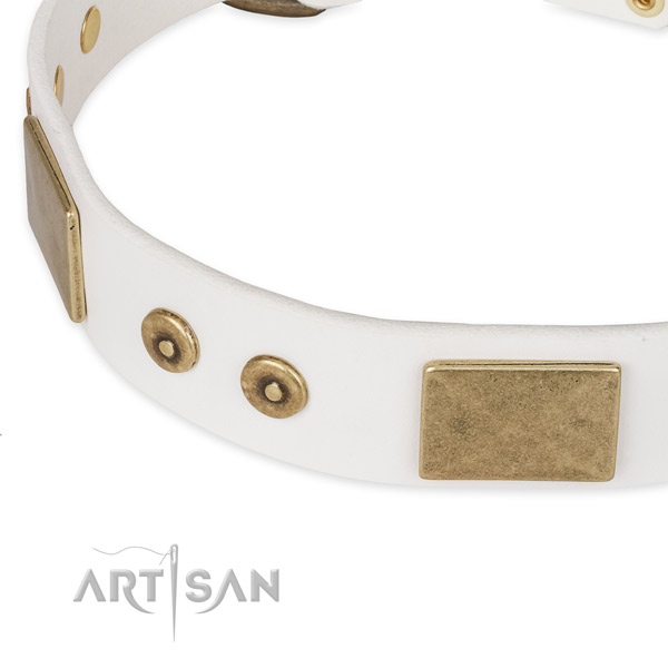 Rust resistant hardware on genuine leather dog collar for your canine