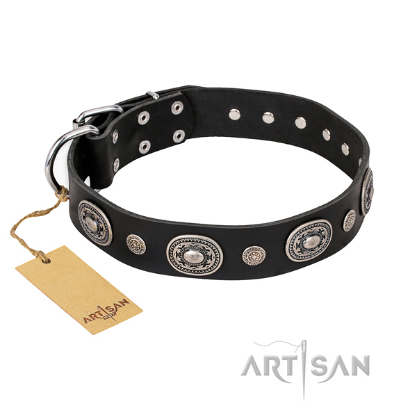 Gentle to touch leather collar handmade for your pet