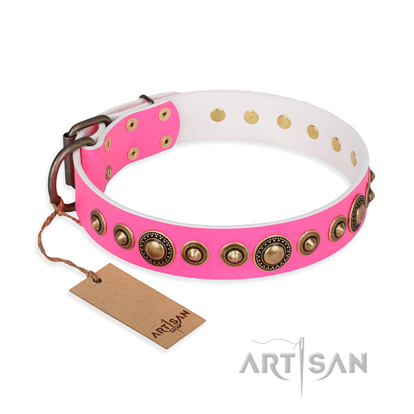 Flexible genuine leather collar made for your doggie
