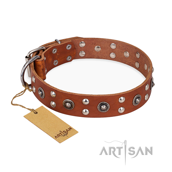 Comfortable wearing stylish dog collar with durable D-ring