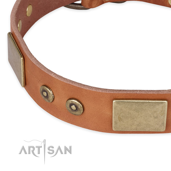 Durable hardware on genuine leather dog collar for your doggie