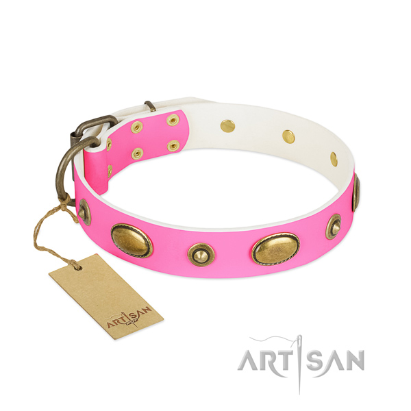 Comfortable natural leather collar for your four-legged friend