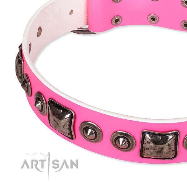 High quality full grain genuine leather dog collar handmade for your stylish pet