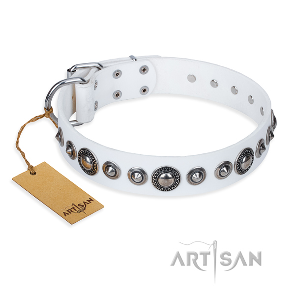 Genuine leather dog collar made of best quality material with rust-proof D-ring