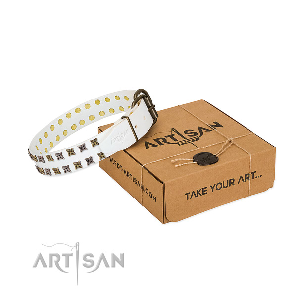 Flexible full grain genuine leather dog collar made for your pet
