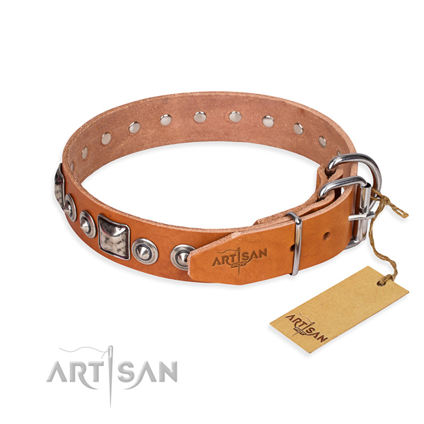 Soft to touch full grain genuine leather dog collar handmade for everyday use