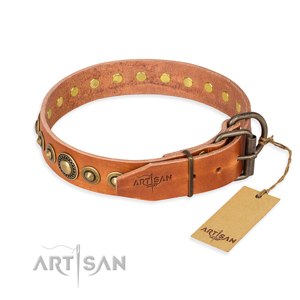 High quality genuine leather dog collar made for basic training