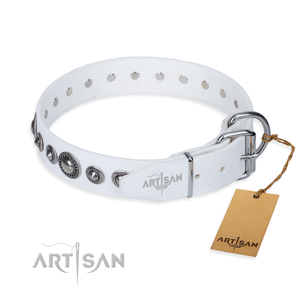 Genuine leather dog collar made of best quality material with corrosion proof decorations