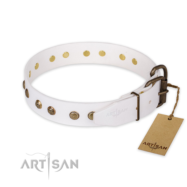 Rust resistant buckle on full grain genuine leather collar for your stylish dog