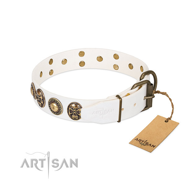 Strong studs on comfortable wearing dog collar