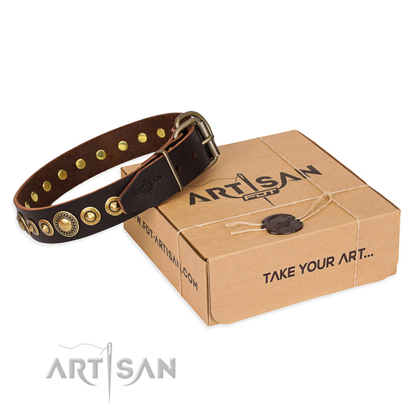 Best quality leather dog collar handcrafted for handy use